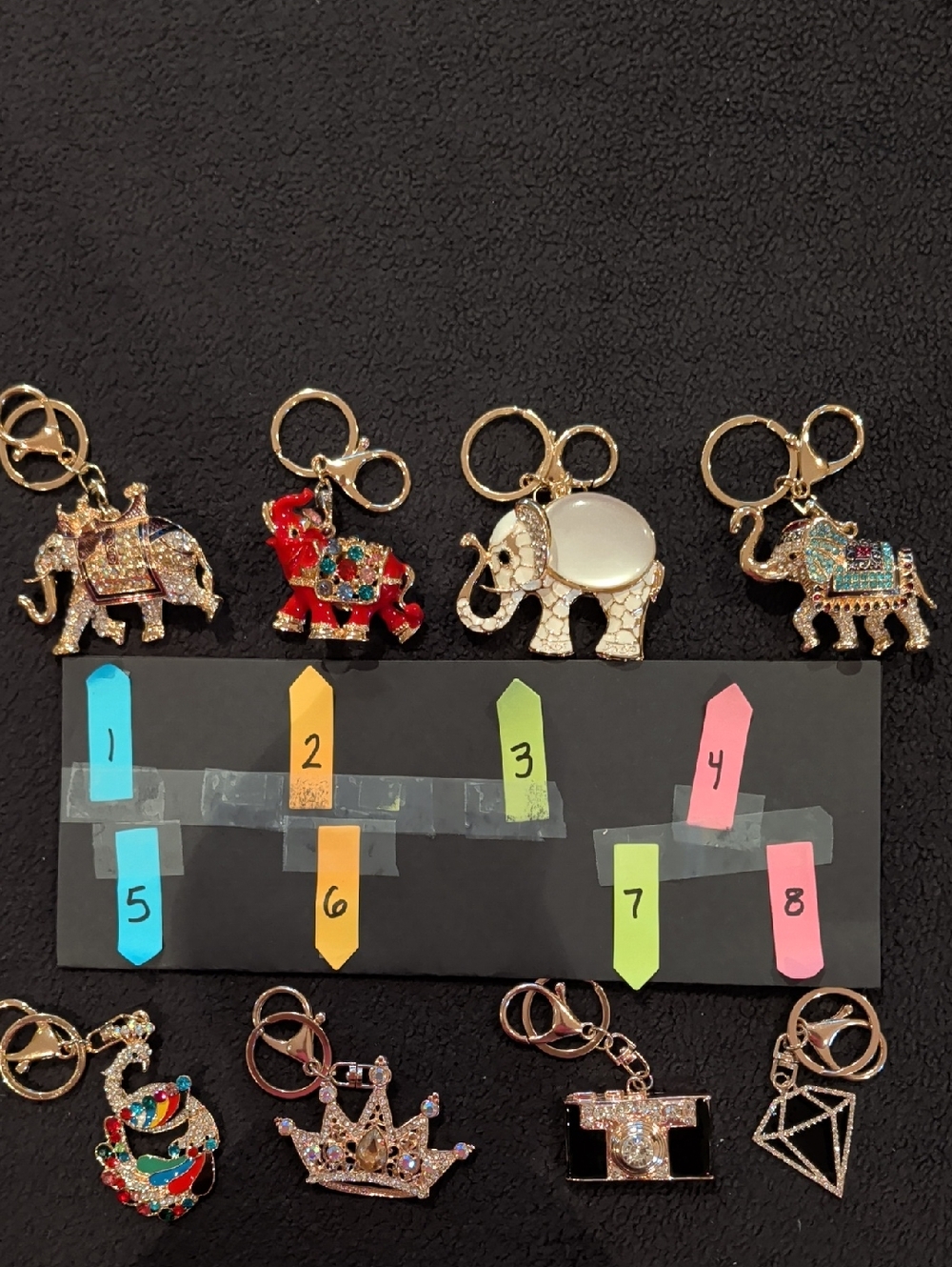 Keychains with Gem Accents - Multicolor